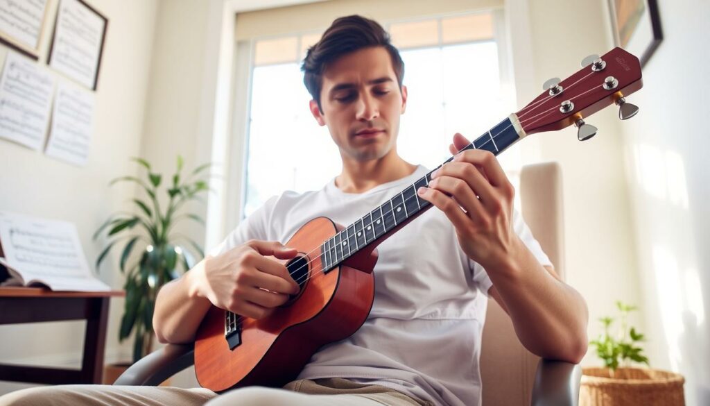 Ukulele Haltung und Spielposition